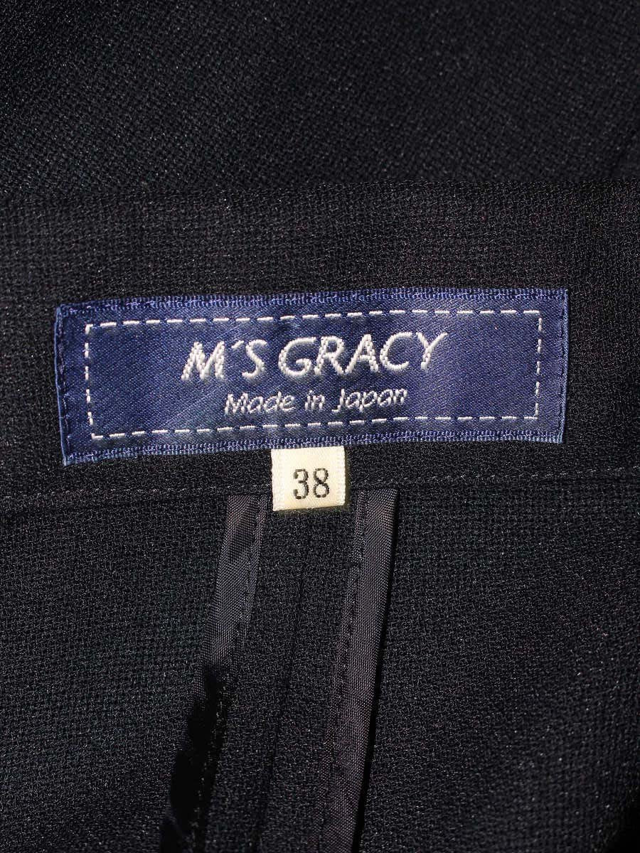 エムズグレイシー 814325 ジャケット 38 ネイビー 薄手 カメリアボタン IT35PU23MBLU