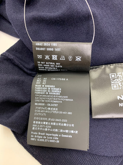 プラダ PRADA 襟取り外し 2WAY ニット 44 ネイビー バージンウール 2024SS ITAFW3NSWMRC
