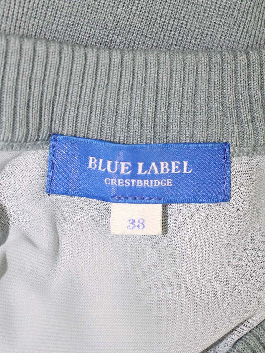ブルーレーベルクレストブリッジ 55N04-638-23 ニット 38 ブルー クルーネック チェック切替 21AW ITHRC7PSTZT6
