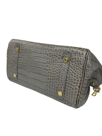 エーディーエムジェイ ハンドバッグ グレー ミニ ショルダー 2way クロコ型押し レザー ITDDE0NB8LBR