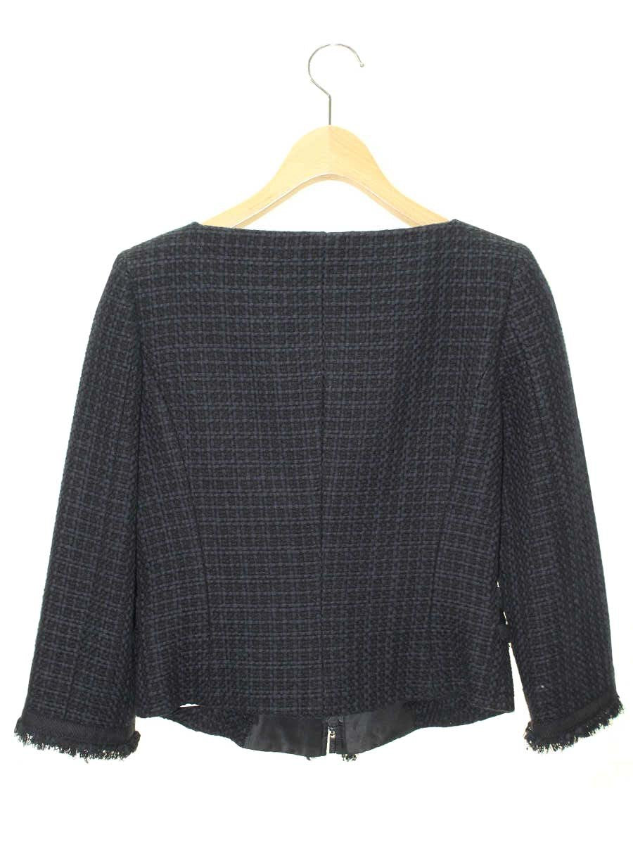 フォクシーブティック 35559 ジャケット 38 ネイビー ツイード ジップアップ IT7A7H42IM7C