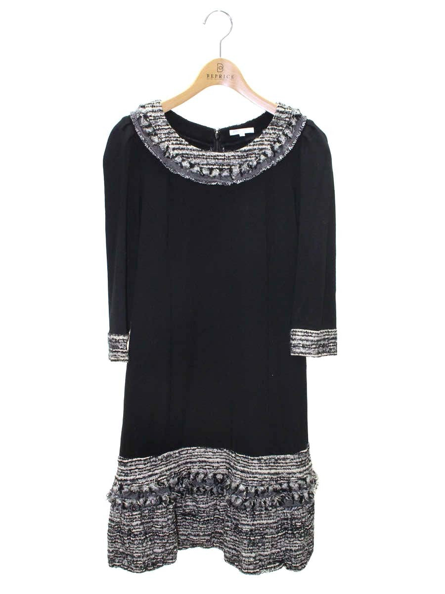 トゥービーシック W5M28-281-09 ワンピース 40 ブラック ツイード ティアード ITVV4AQ62ODM