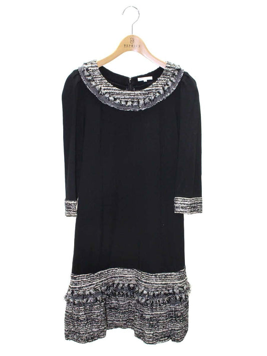 トゥービーシック W5M28-281-09 ワンピース 40 ブラック ツイード ティアード ITVV4AQ62ODM