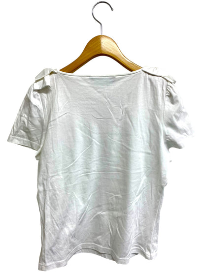 エムズグレイシー 015323 Tシャツ カットソー 40 ホワイト 肩リボン スクエアネック IT5VELDUEZDC