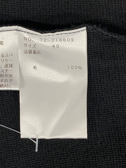 エムズグレイシー 218609 ニット 40 ブラック スパンコールリボン フラワーモチーフ ITMF6R40K28L