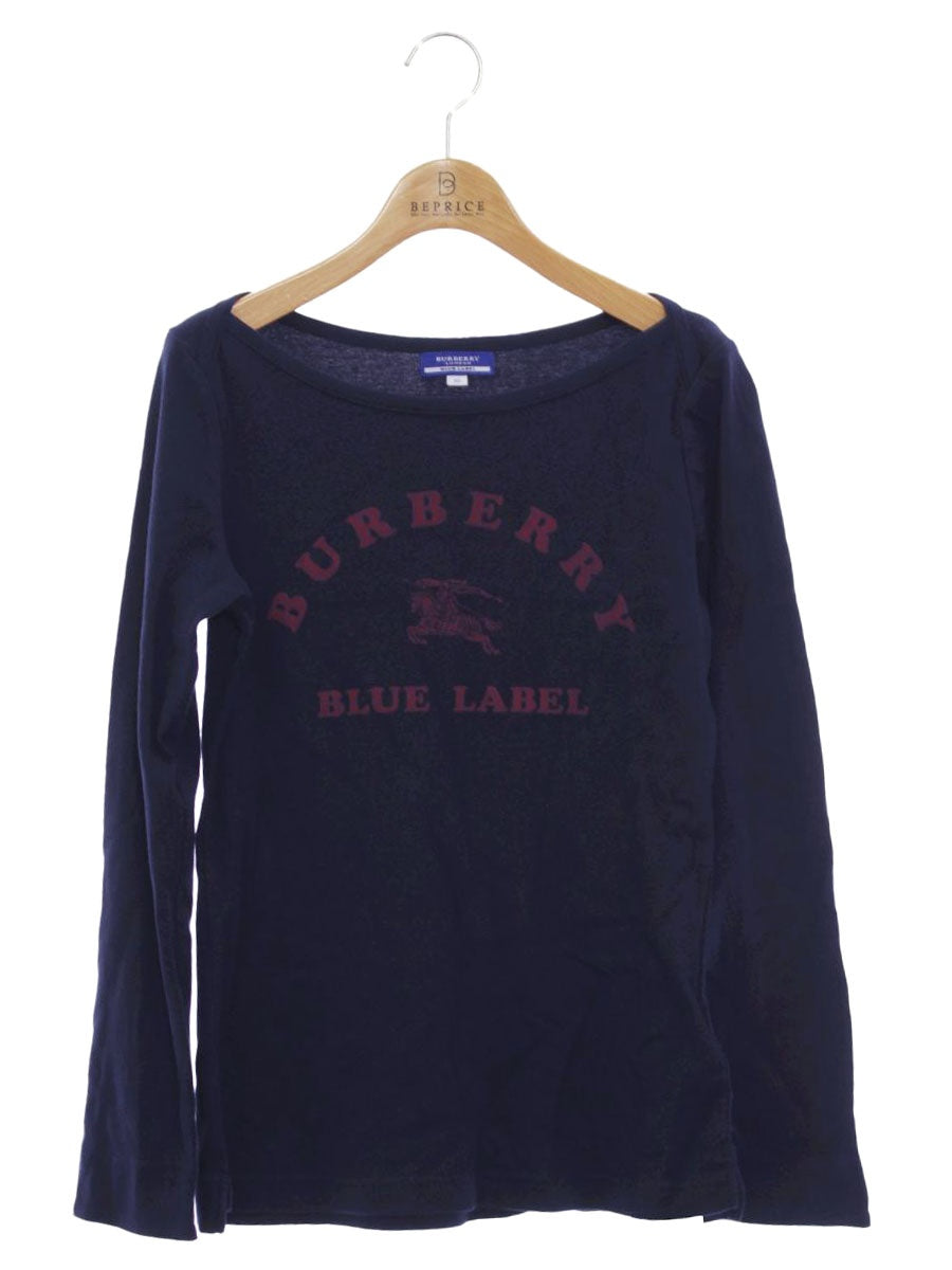 バーバリーブルーレーベル E1P04-619-29 ニット 38 ネイビー ロゴ ボートネック ITMLN69MD8DU