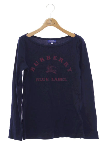 バーバリーブルーレーベル E1P04-619-29 ニット 38 ネイビー ロゴ ボートネック ITMLN69MD8DU