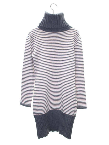 ルネ ニットワンピース 36 グレー ボーダー タートルネック カシミヤ ITEV9PD3ARMY