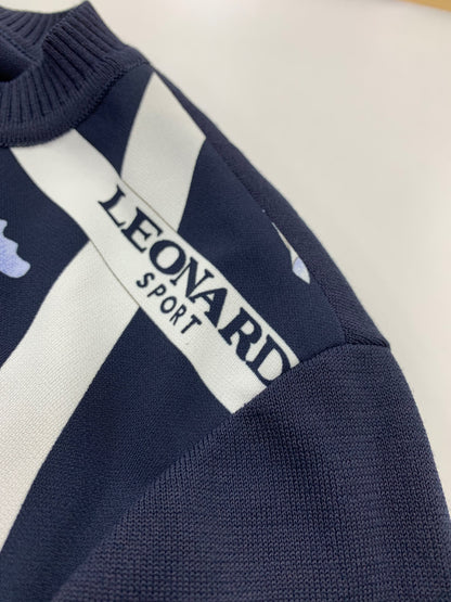 レオナールスポーツ 0538094 カーディガン 38 ネイビー フラワーモチーフ IT3UXRDZ1Z8M