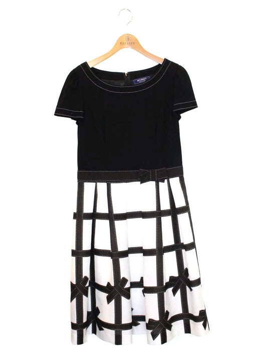 エムズグレイシー Ribbon Check Dress 811317 ワンピース 40 ブラック ITZMBQAQZRPY