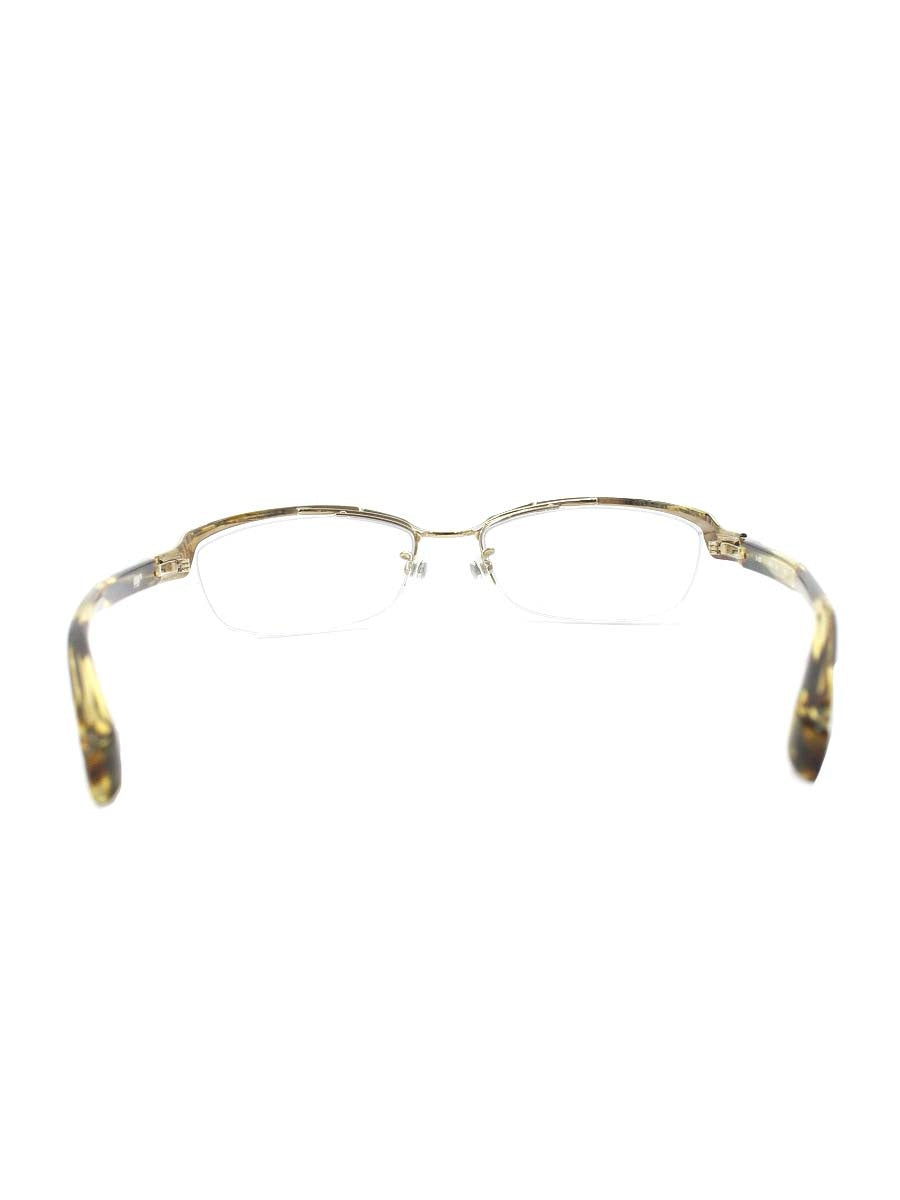 フォーナインズ S-330T メガネ ホワイトゴールド×イエローササ コンビフレーム ハーフリム スクエア IT73HFMQMH7W