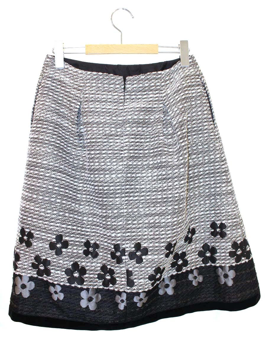 エムズグレイシー Flower Jacquard Skirt 817548 スカート 40 ホワイト/ブラック カメリア ITZ8MSRUT0P8