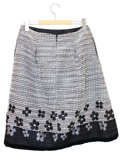 エムズグレイシー Flower Jacquard Skirt 817548 スカート 40 ホワイト/ブラック カメリア ITZ8MSRUT0P8