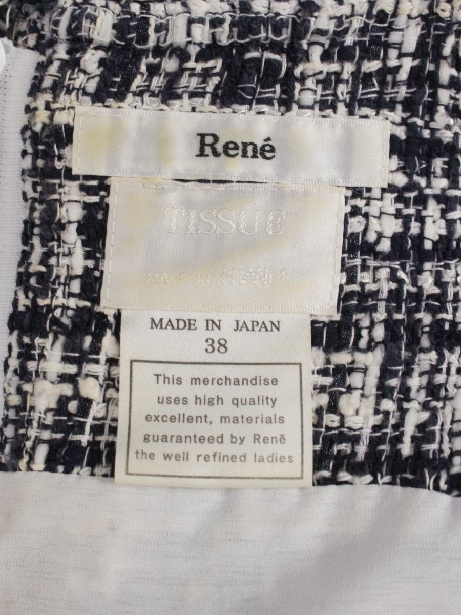 ルネ 6416490 ワンピース 38 ネイビー/ホワイト TISSU ツイード ITCVXZ79BMMM