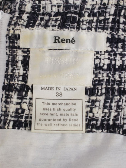 ルネ 6416490 ワンピース 38 ネイビー/ホワイト TISSU ツイード ITCVXZ79BMMM