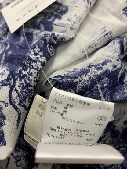 エポカ トワルドジュイプリント フレアドレス M5J24-549-25 ワンピース 40 ブルー 25SS ITTVFSZEJZRS