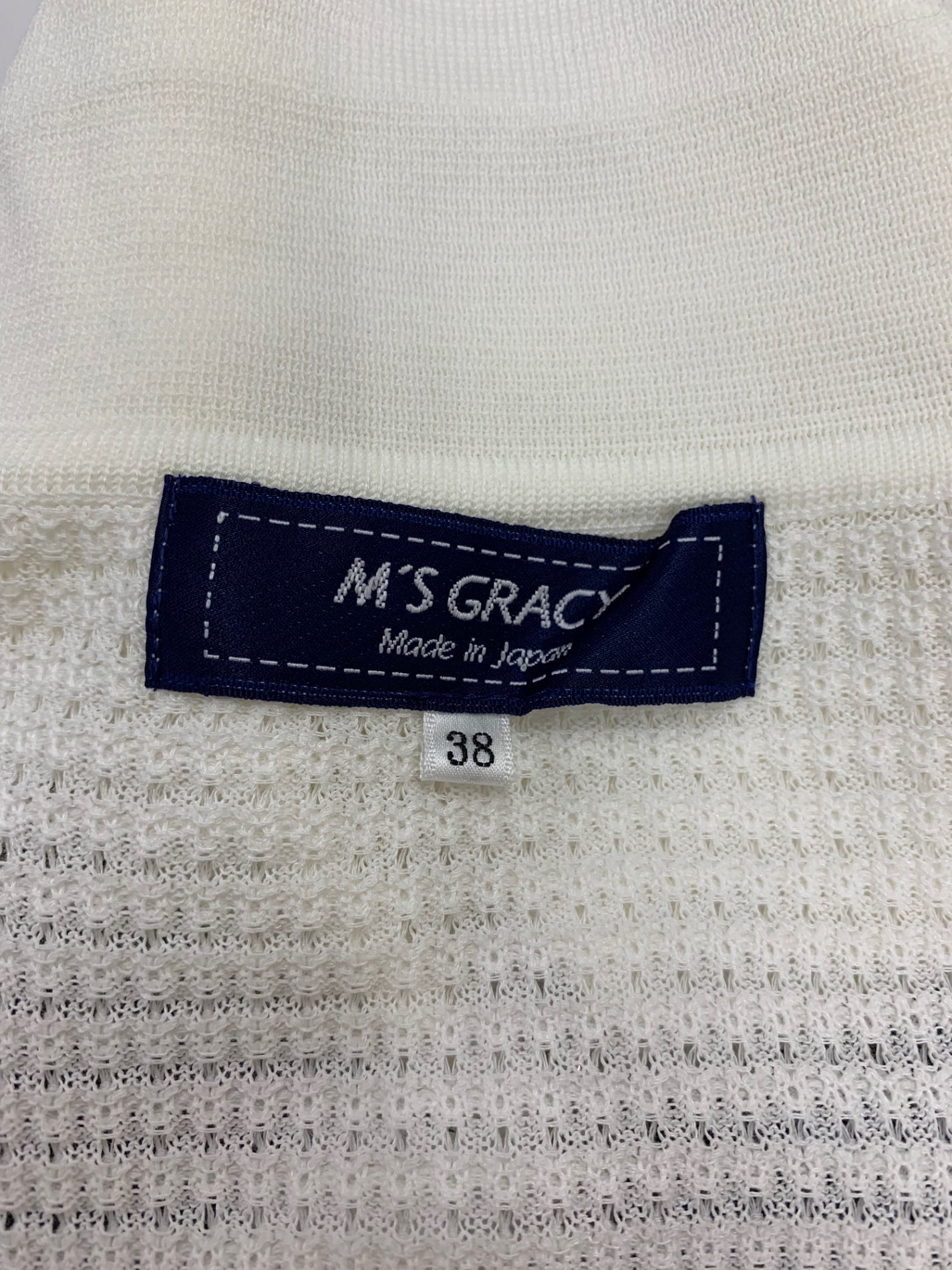 エムズグレイシー バイカラージップアップ 418124 ニットジャケット 38 ホワイト リボン ITZESD9OCOVE