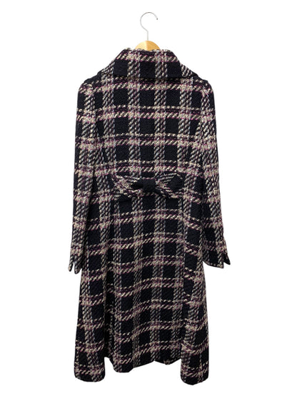 エムズグレイシー 019518 コート 38 ネイビー ツイード チェック柄 ITRNC4TGHRNW 【SALE】