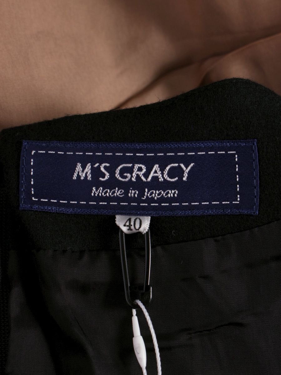 エムズグレイシー 811710 ワンピース 40 ブラック リボン 花 レース