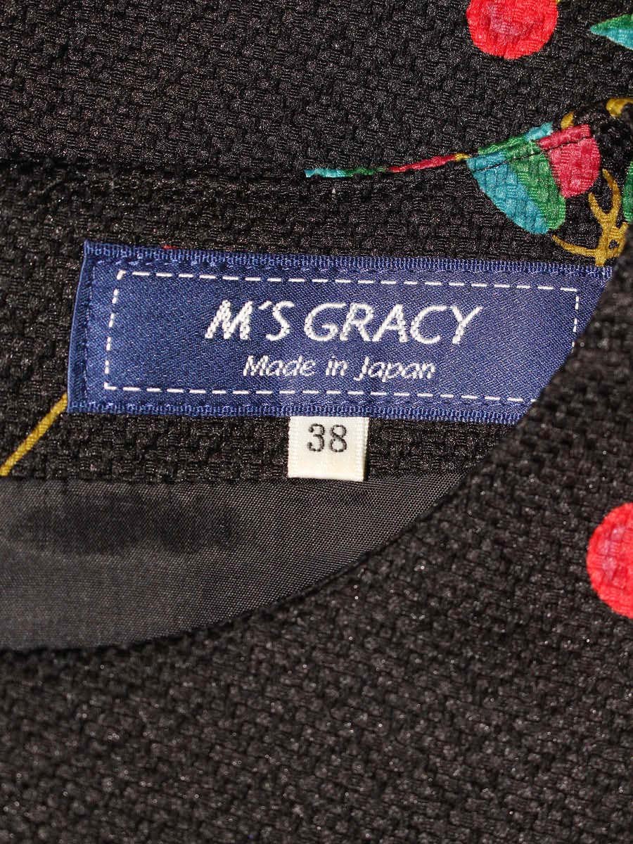 エムズグレイシー 811550 ワンピース 38 ブラック チェリー柄 リボン IT988UAOTKOO 【SALE】