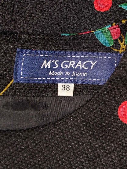 エムズグレイシー 811550 ワンピース 38 ブラック チェリー柄 リボン IT988UAOTKOO 【SALE】