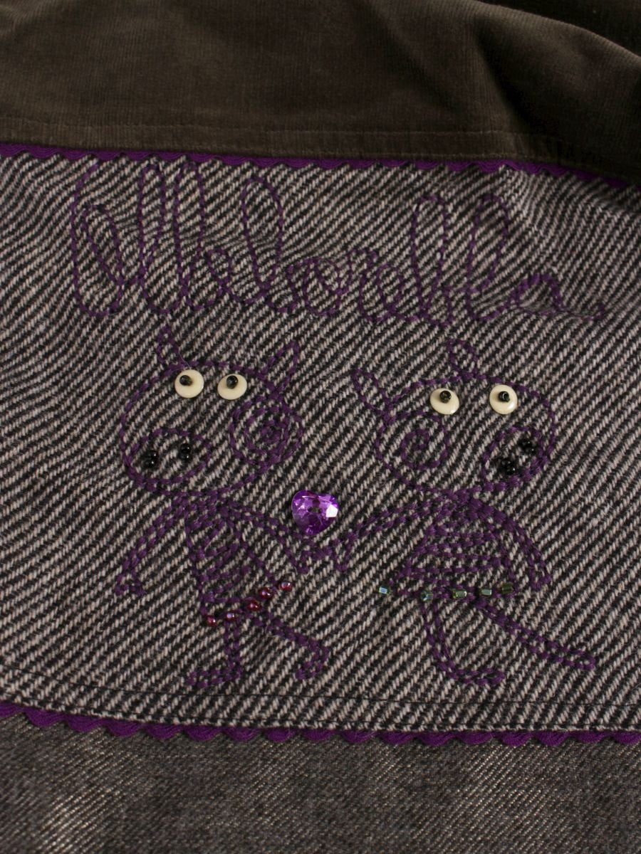 アルベロベロ 418015 パンツ F カーキグリーン コーデュロイ パッチワーク ビジュー ITTECGZJV1T4