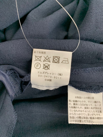 エムズグレイシー 011323 ワンピース 40 ネイビー ウエストギャザー 袖リボン ITTXKQPG3T6O