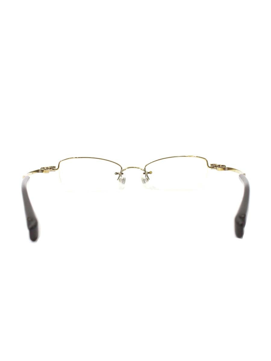 フォーナインズ O-30T メガネ ゴールド/ブラウン メタル ハーフリム スクエア ITSI4Q3FGLQ0