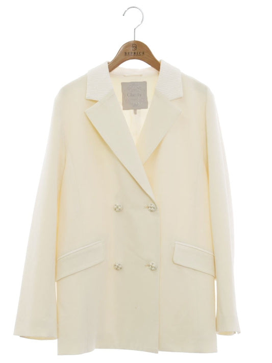 チェスティ 24B402 ジャケット 1 アイボリー パール ラインストーン ボタン ダブルブレスト ITBIHSX15X4B