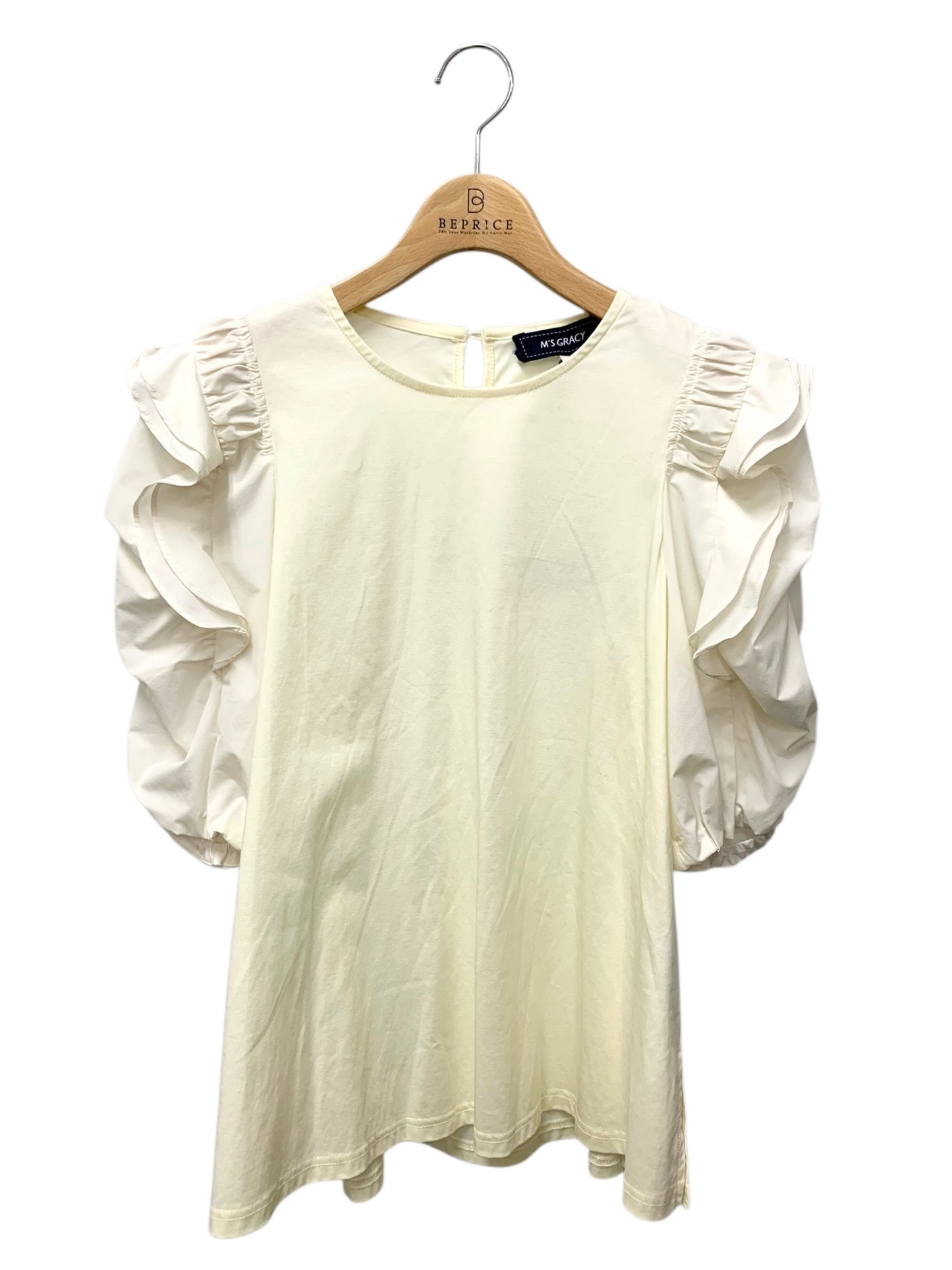 エムズグレイシー 515503 カットソー 38 アイボリー フリル パフスリーブ ITR158HNQHII