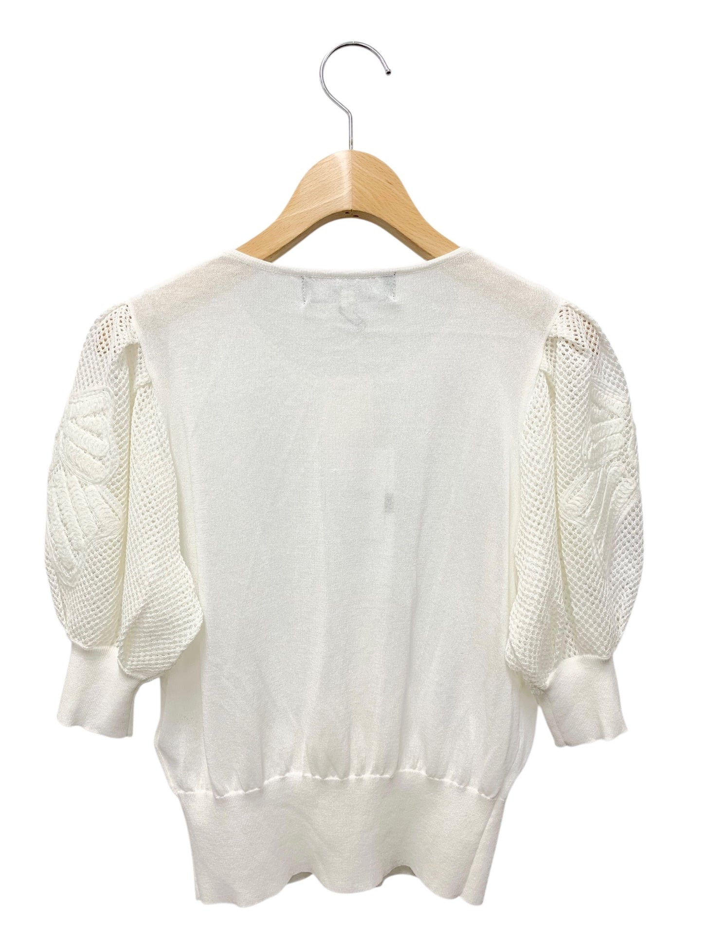 エムズグレイシー 袖モチーフ入り 518324 カーディガン 38 ホワイト パフスリーブ ITR9VF79EVW6