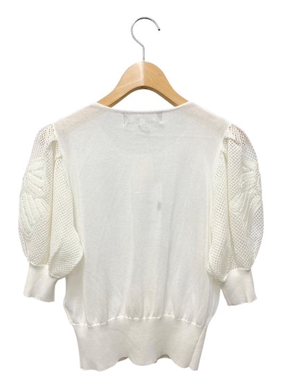 エムズグレイシー 袖モチーフ入り 518324 カーディガン 38 ホワイト パフスリーブ ITR9VF79EVW6