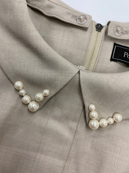 ポンヌフ BB3051 ワンピース 1 ベージュ 衿パールビジュー ITD26AJZUHKG 【SALE】