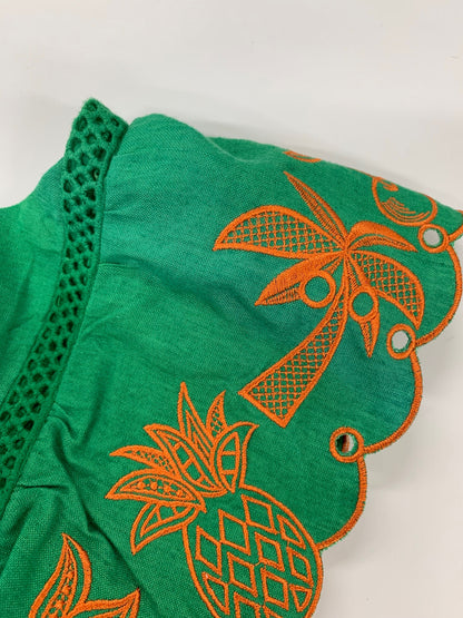 チェスティ Summer Embroidery Setup 12S540 セットアップ 1 グリーン トロピカルモチーフ 刺繍 フリル レース ITHARP7A4M1O