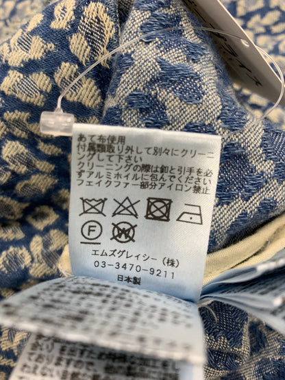 エムズグレイシー 014514 ジャケット 38 ブルー フェイクファー付き レオパード柄 IT73ODFVFBGM