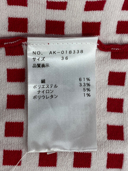 エムズグレイシー フィット＆フレアニットワンピース 018338 36 レッド リボン IT76JG7GM4UG