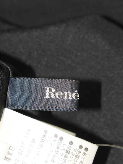 ルネ 5736050 ワンピース 38 ブラック リボン バックジップ フレア ITY022Y37WUO