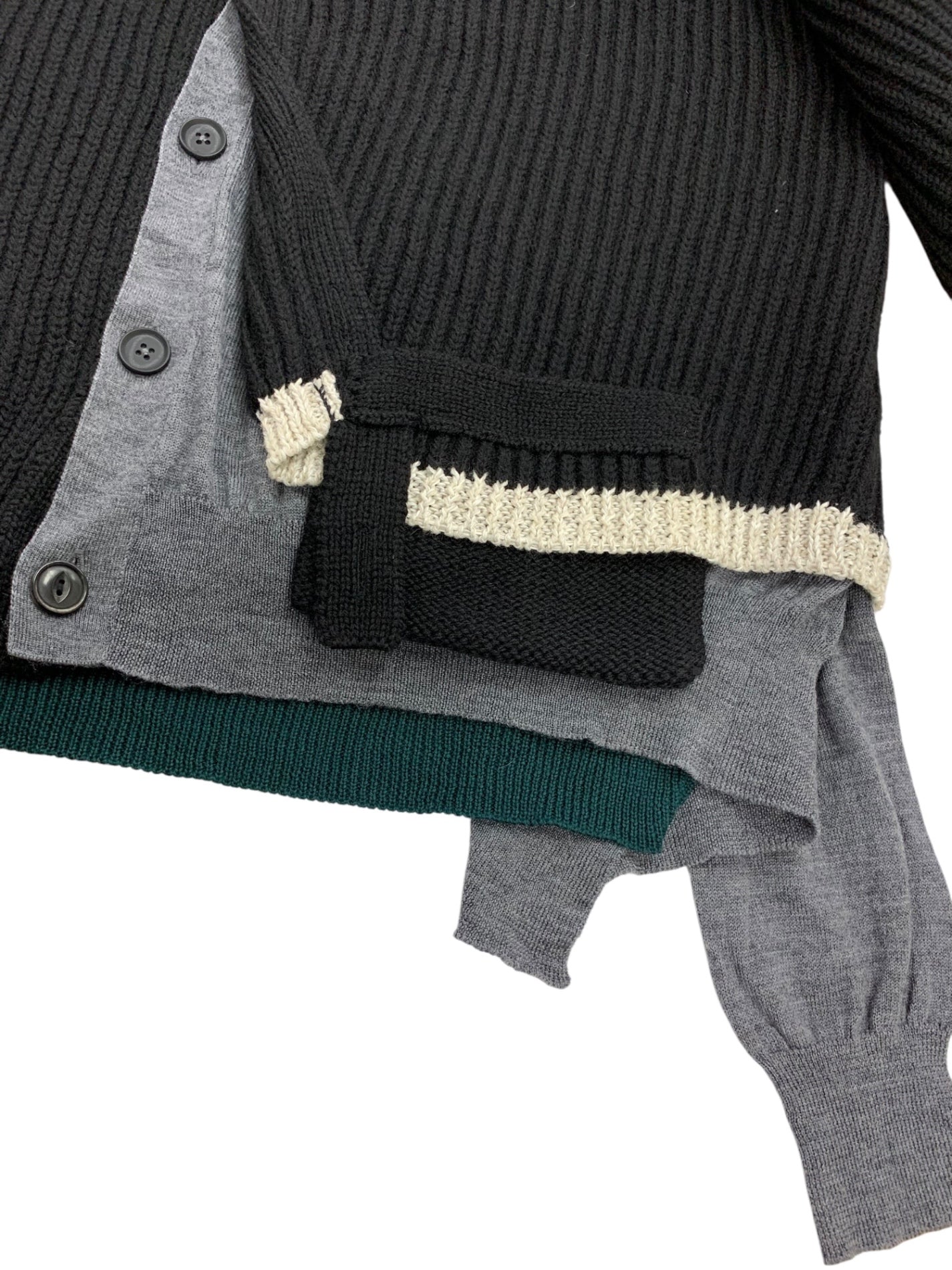 カラー ボリュームウール両畦 22WGM-N07304 ドッキングカーディガン 1 ブラック 22aw IT1LLVVPILXC 【SALE】