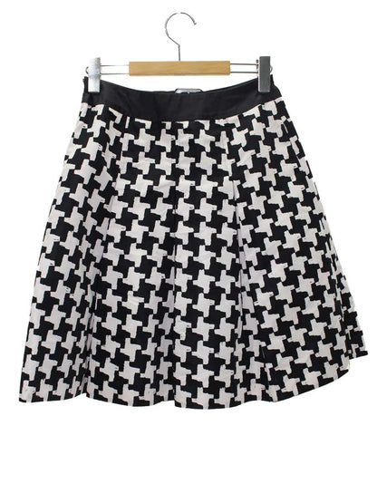 エムズグレイシー 127112 スカート 36 ブラック 千鳥格子 フレア ITIYT8VNT6OC