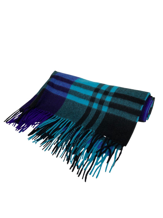 ジョシュアエリス 大判マフラー ネイビー ショール カシミヤ チェック柄 ITJOURMDS5FK