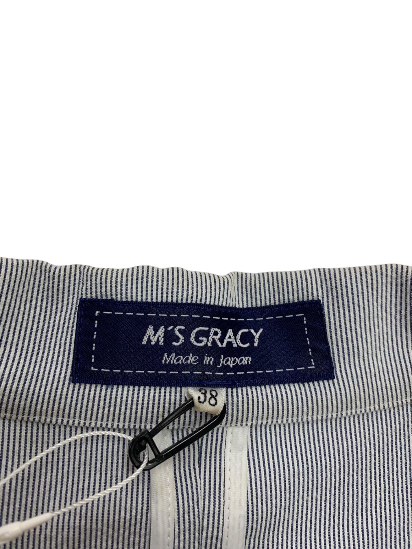 エムズグレイシー ストライプテーラードジャケット 514305 38 ブルー ITT6OVKXI4X6