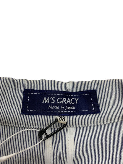 エムズグレイシー ストライプテーラードジャケット 514305 38 ブルー ITT6OVKXI4X6