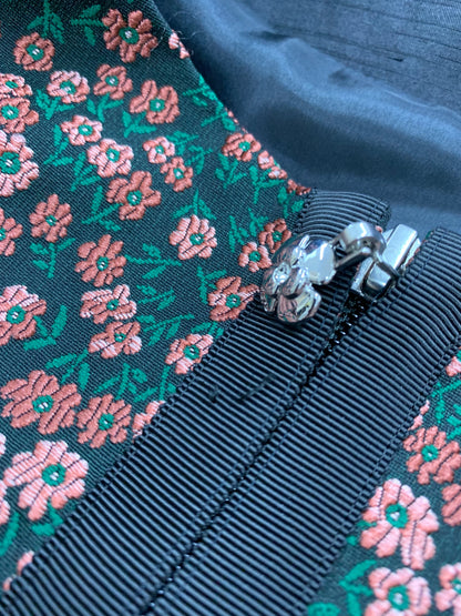 エムズグレイシー 小花柄ジャガードドレス 411520 ワンピース 40 マルチカラー グログラン リボン IT45I49O3A20