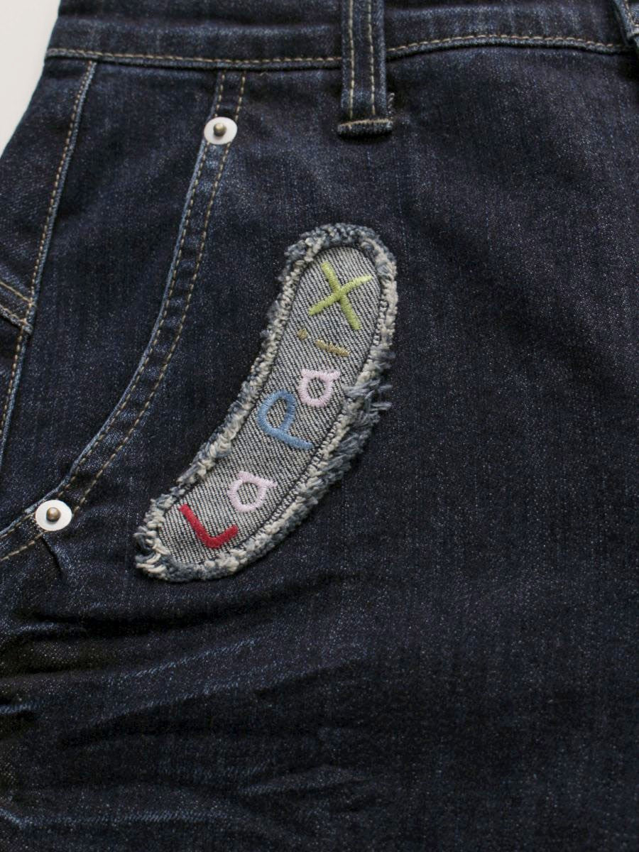 アルベロベロ 318090 デニムパンツ M ネイビー パッチワーク ビジュー IT6YMBK11OIQ