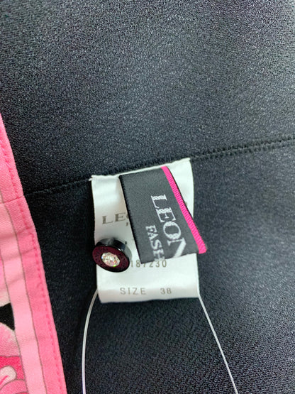 レオナールファッション 0187230 ノーカラージャケット 38 ブラック フラワープリント IT1D06KRDOC8