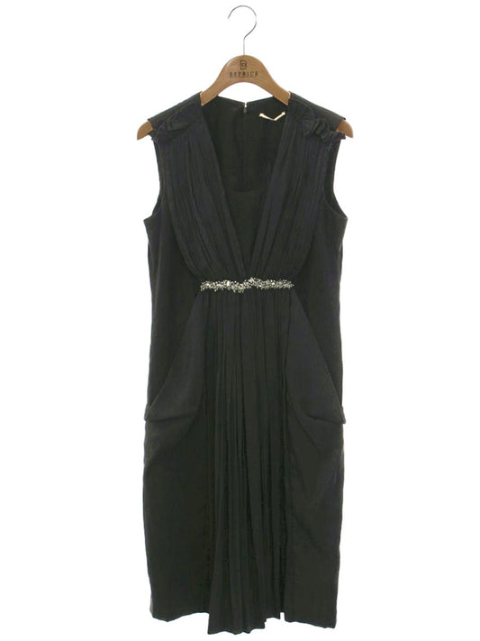 セタイチロウ D02-804 ワンピース 38 ブラック ビーズ スパンコール ITFBA222R8P0