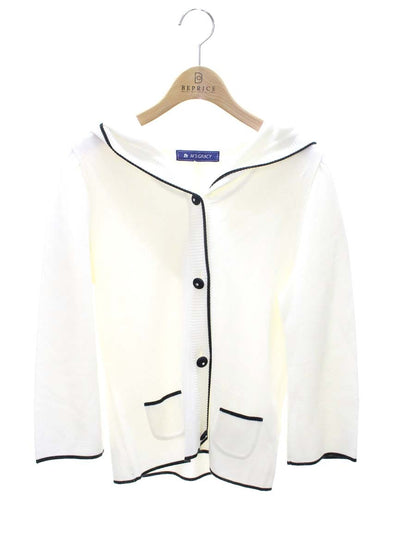 エムズグレイシー 128355 パーカー 40 ホワイト ボタン ニット ITEZ6I8DFRUA