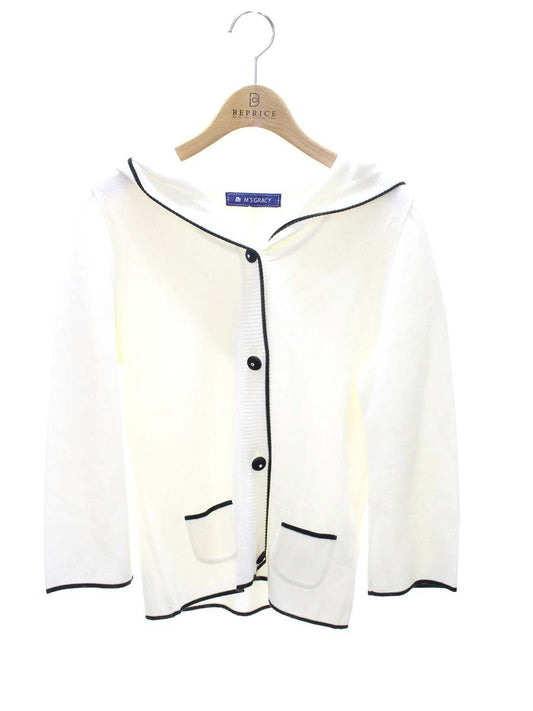 エムズグレイシー 128355 パーカー 40 ホワイト ボタン ニット ITEZ6I8DFRUA