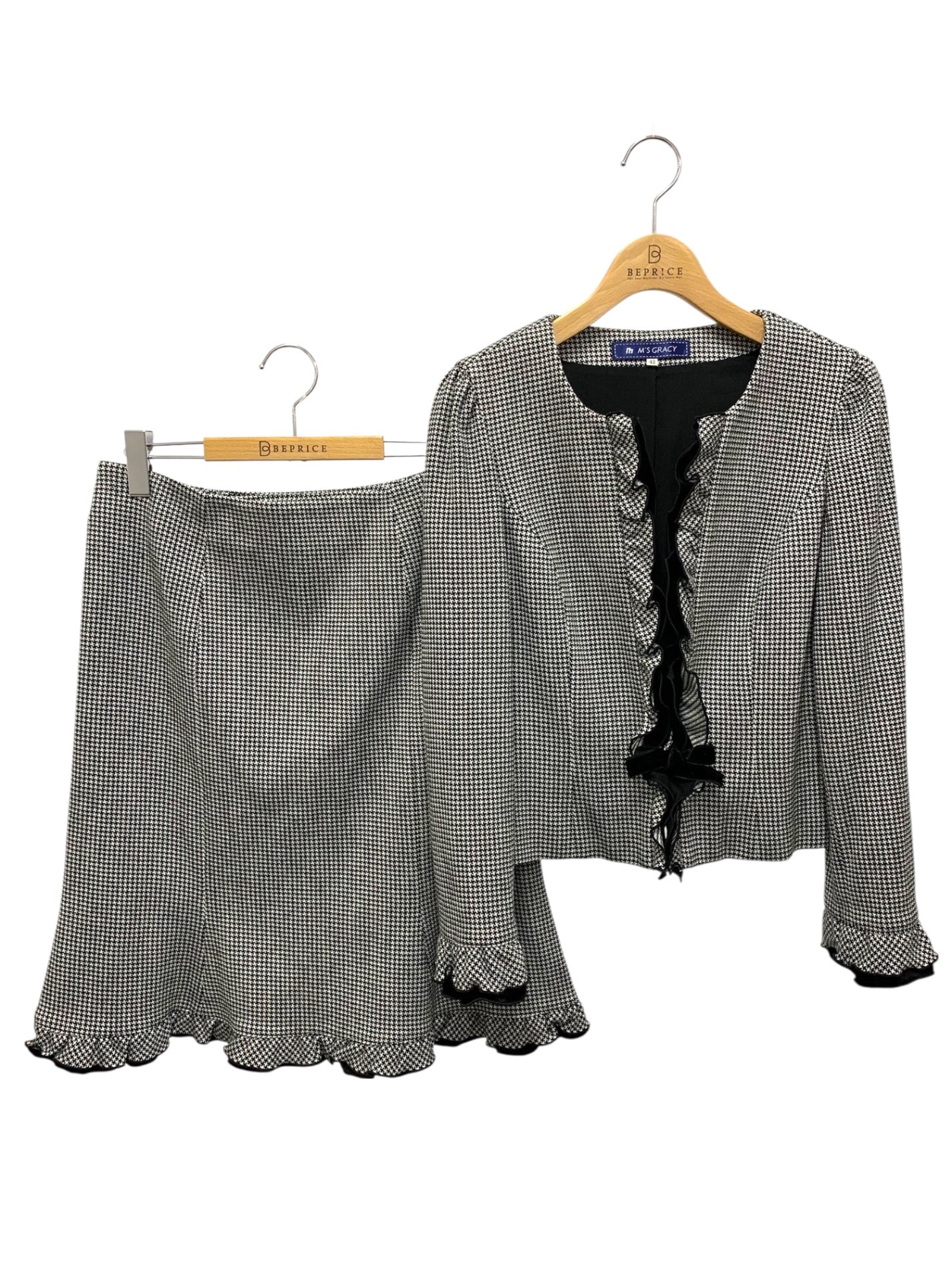 エムズグレイシー 724529 セットアップ 42 ブラック 千鳥格子 IT9PKDWG3K40