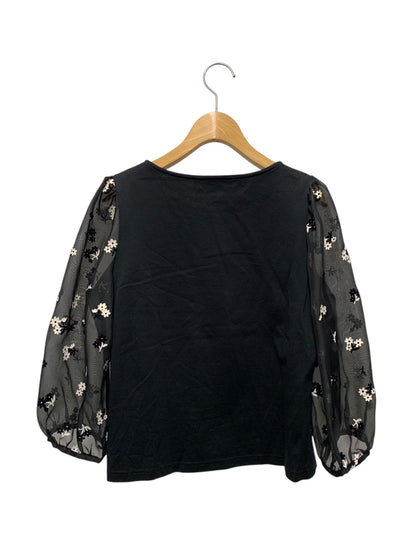 エムズグレイシー 515301 カットソー 40 ブラック フラワーモチーフ パフスリーブ ITM8PL15VTJQ